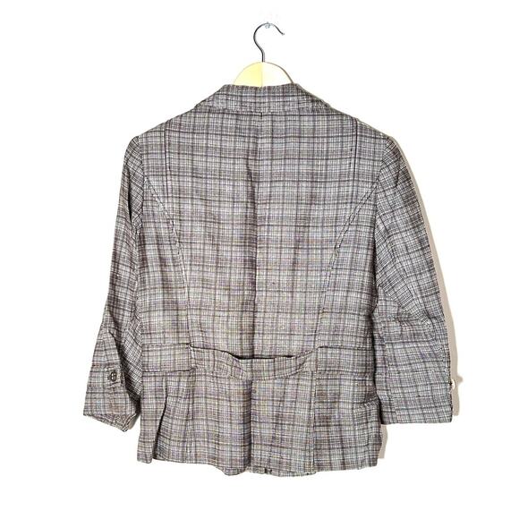 Etcetera 100% silk brown plaid blazer suit jacket size 8 B183 - Picture 4 of 4